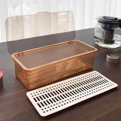 Aufbewahrungsbox für Teeservice – Organizer-Etui mit Deckel und Löffel