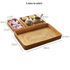Aufbewahrungstablett aus Rattangeflecht – quadratische Speiseplatte als Küchendekor