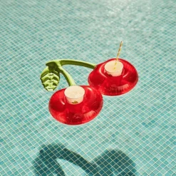 Aufblasbarer Getränkehalter für den Pool mit Kirschmotiv – Sommer-Schwimmzubehör