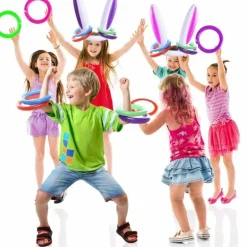 Aufblasbares Ringwurfspiel mit Osterhasenohren – lustige Frühlingsaktivität im Freien