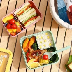 Auslaufsicheres Bento-Box-Set – Mikrowellengeeigneter Lebensmittelbehälter mit Geschirr