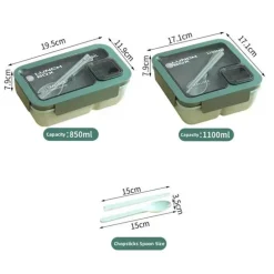 Auslaufsicheres Bento-Box-Set – Mikrowellengeeigneter Lebensmittelbehälter mit Geschirr