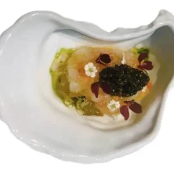 Austernförmiger Keramikteller - Dekorative Muschelschale