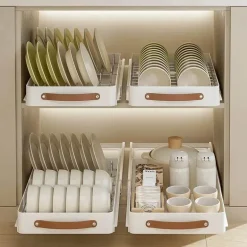 Ausziehbarer Küchen-Organizer aus Edelstahl – Aufbewahrungslösung mit Schiebeschränken