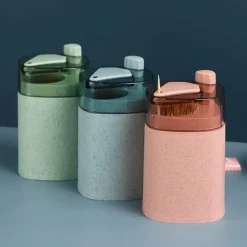 Automatischer Zahnstocherspender – Umweltfreundliche Aufbewahrung aus Weizenstroh für eine bequeme Nutzung