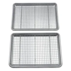 Backblech aus Edelstahl mit herausnehmbarem Kühlgitter – vielseitiges Backgeschirr-Set