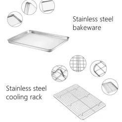 Backblech aus Edelstahl mit herausnehmbarem Kühlgitter – vielseitiges Backgeschirr-Set