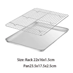 Backblech aus Edelstahl mit herausnehmbarem Kühlgitter – vielseitiges Backgeschirr-Set