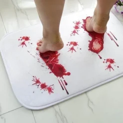 Badematte aus Mikrofaser mit Memory-Schaumstoff und Fußabdruck in Rot