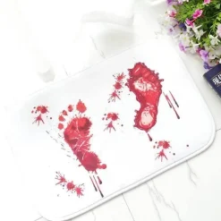 Badematte aus Mikrofaser mit Memory-Schaumstoff und Fußabdruck in Rot