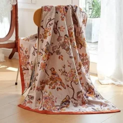 Badetuch aus Baumwollgaze, weich, schnelltrocknend, Pfauenmuster, 90 x 180 cm