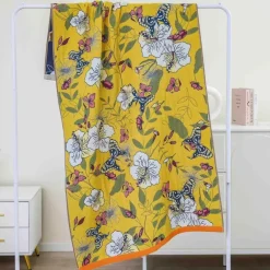 Badetuch mit Boho-Blumenmuster – groß, schnelltrocknend, Baumwolle, 80 x 160 cm
