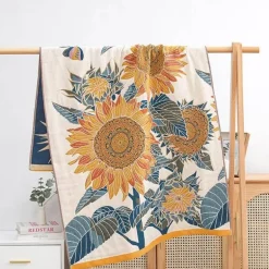 Badetuch mit Sonnenblumenmotiv – schnelltrocknend, großes Badetuch für den Pool