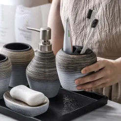 Bali Ceramic Bathroom Set - Elegant Home Decor Accessory