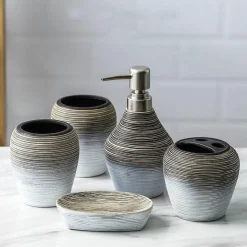 Bali Ceramic Bathroom Set - Elegant Home Decor Accessory