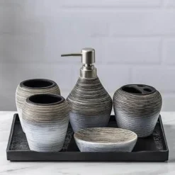 Bali Ceramic Bathroom Set - Elegant Home Decor Accessory