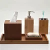 Bamboo Bathroom Accessory Set - Eco-Friendly Organizers