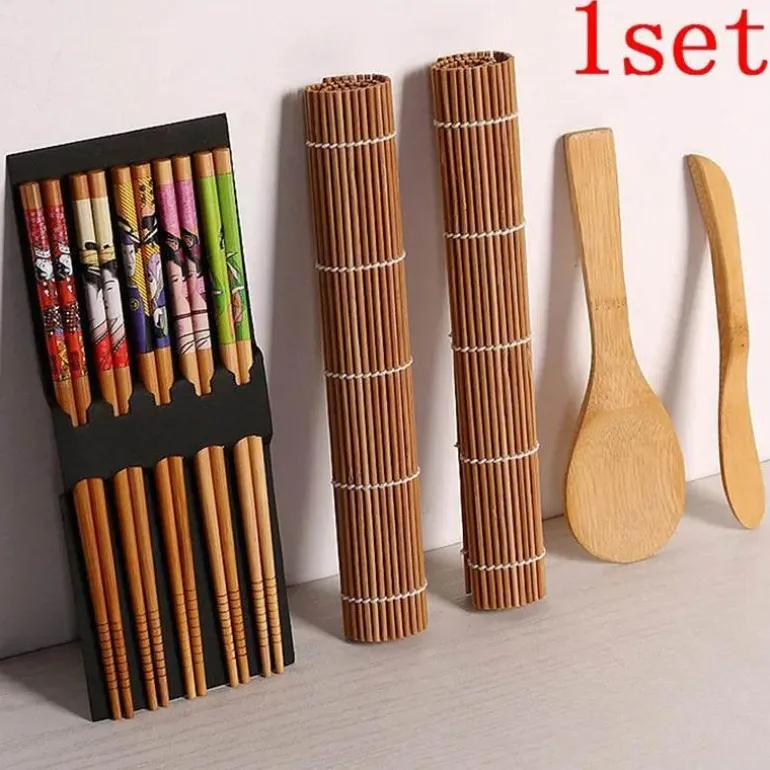 Bambus-Sushi-Maker-Set – Sushi-Roll-Set mit Klingenvorhang
