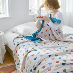 Baumwoll-Überwurfdecke mit Cartoon-Löwe ​​für Bett und Sofa