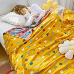 Baumwoll-Überwurfdecke mit Cartoon-Löwe ​​für Bett und Sofa