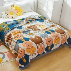 Baumwoll-Überwurfdecke mit Cartoon-Löwe ​​für Bett und Sofa