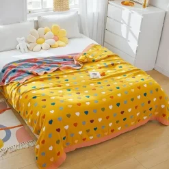 Baumwoll-Überwurfdecke mit Cartoon-Löwe ​​für Bett und Sofa