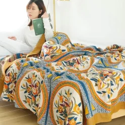 Baumwollgazedecke - Weiches Boho-Dekor für Bett und Sofa