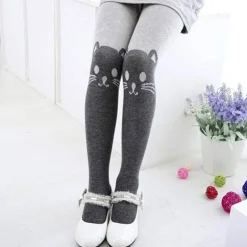 Baumwollstrumpfhose mit Cartoon-Katze – Niedliche bedruckte Strumpfhose