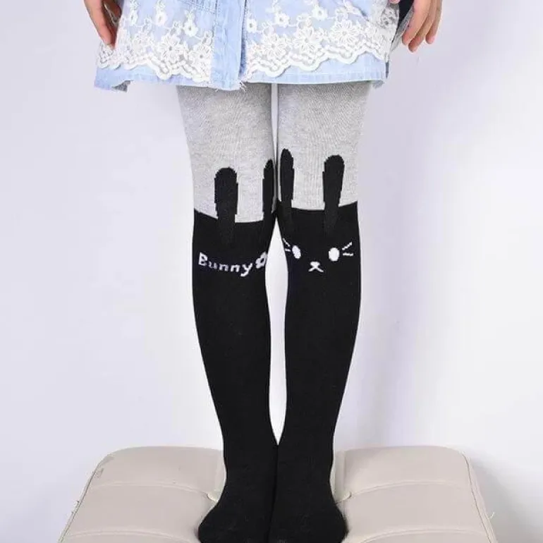 Baumwollstrumpfhose mit Cartoon-Katze – Niedliche bedruckte Strumpfhose