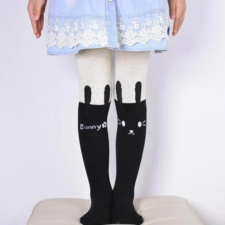 Baumwollstrumpfhose mit Cartoon-Katze – Niedliche bedruckte Strumpfhose