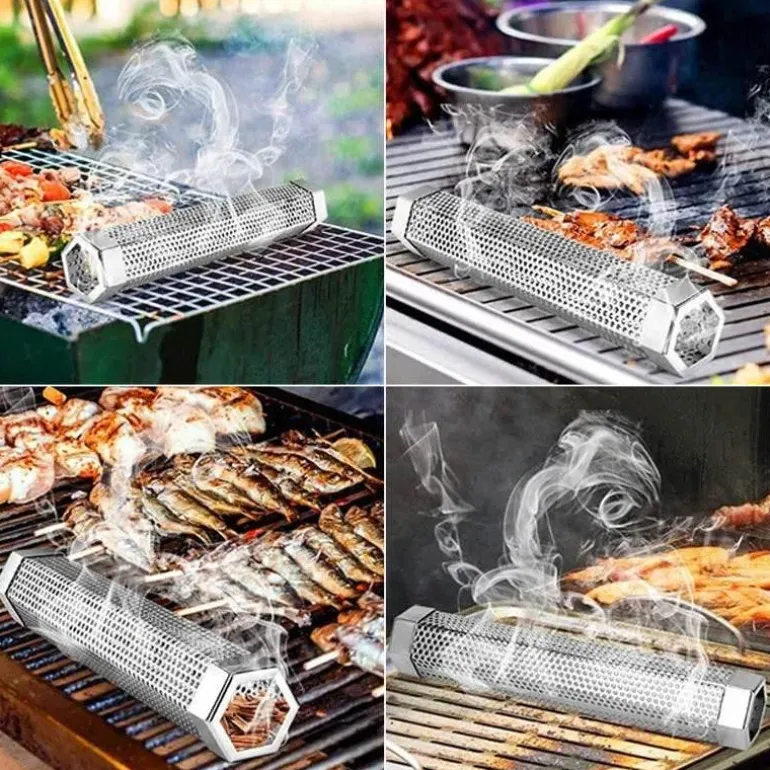BBQ-Räucherrohr aus Edelstahl – Sechseckiges Design für verbesserten Geschmack