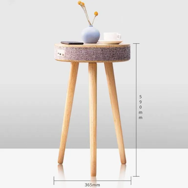 Beistelltisch mit Bluetooth-Lautsprecher – Elegantes Holzdesign mit kabellosem Laden