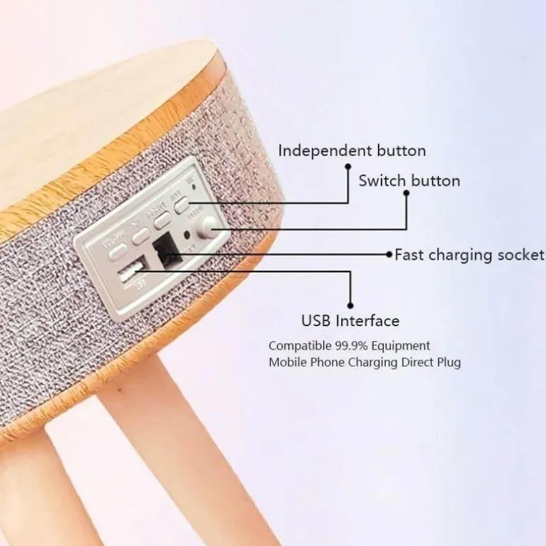 Beistelltisch mit Bluetooth-Lautsprecher – Elegantes Holzdesign mit kabellosem Laden