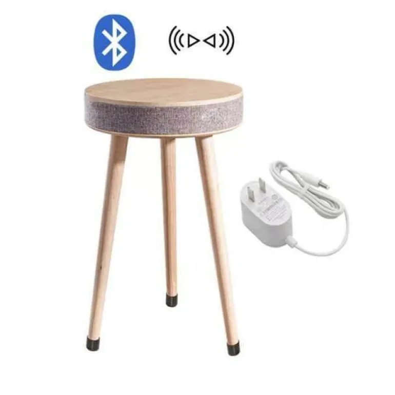 Beistelltisch mit Bluetooth-Lautsprecher – Elegantes Holzdesign mit kabellosem Laden