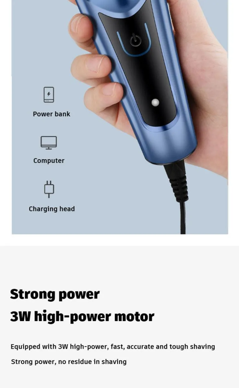 Über USB wiederaufladbarer Elektrorasierer für Männer, leistungsstarker, wasserdichter Rasierer