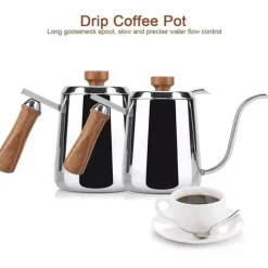 Übergießkessel mit Schwanenhals – Edelstahl mit Holzgriff