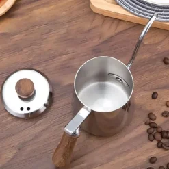 Übergießkessel mit Schwanenhals – Edelstahl mit Holzgriff