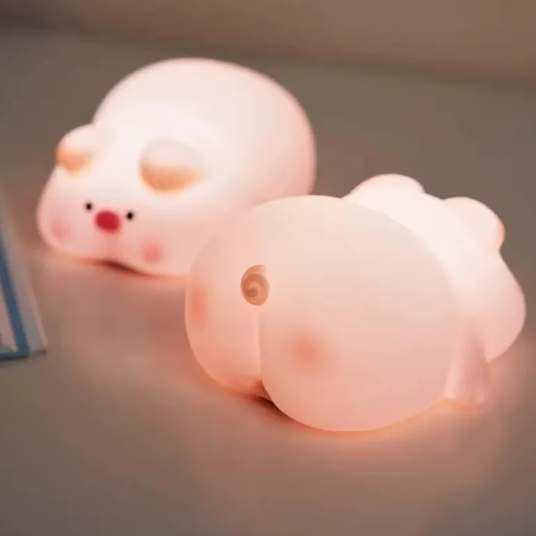 Berührungssensor Silikon LED Lampe Süßes kleines Schweinchen
