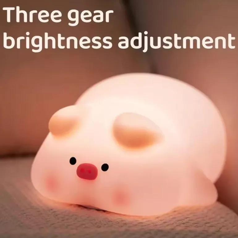 Berührungssensor Silikon LED Lampe Süßes kleines Schweinchen