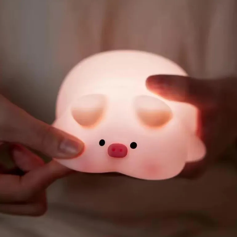 Berührungssensor Silikon LED Lampe Süßes kleines Schweinchen