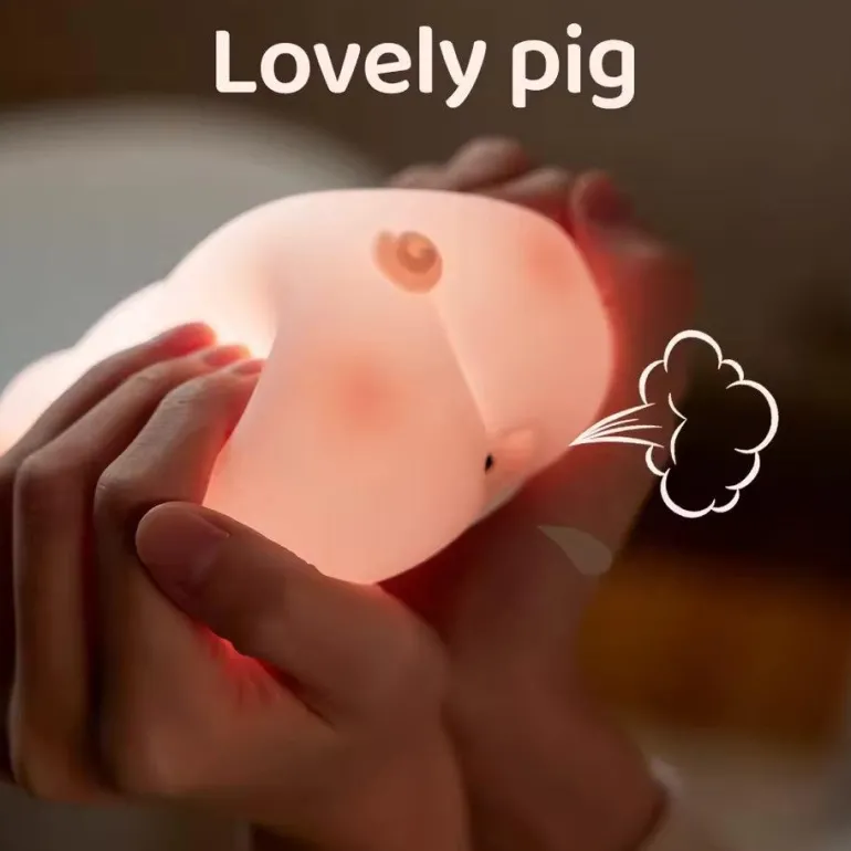 Berührungssensor Silikon LED Lampe Süßes kleines Schweinchen
