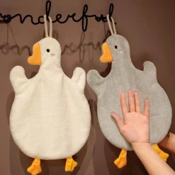 Bestickte Mikrofaser-Handtücher – bezauberndes Korallensamt-Gans-Design für stilvolle Badezimmer