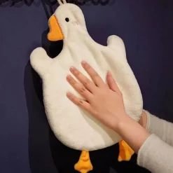 Bestickte Mikrofaser-Handtücher – bezauberndes Korallensamt-Gans-Design für stilvolle Badezimmer