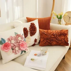 Bestickter Kissenbezug mit Blumenbaum - Dekorativer Kissenbezug für Sofa