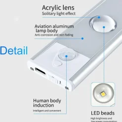 Bewegungssensor USB-Schrankleuchte - LED-kabelloses Nachtlicht