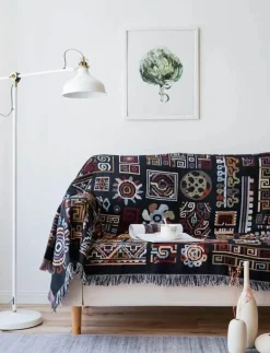 Böhmische Jacquard-Überwurfdecke – doppelseitiger Sofabezug, multifunktionale Tagesdecke