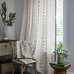 Böhmischer Vorhang - Baumwollleinen Ethno Geometrischer Druck