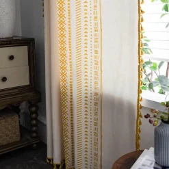 Böhmischer Vorhang - Baumwollleinen Ethno Geometrischer Druck