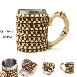 Bierkrug im Retro-Stil mit silbernem Drachenmotiv – 450 ml Edelstahlkrug