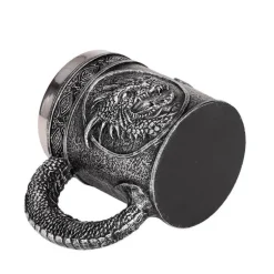 Bierkrug im Retro-Stil mit silbernem Drachenmotiv – 450 ml Edelstahlkrug